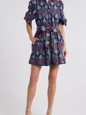 Ciebon Scarlette embroidered Tie-Waist Mini Dress
